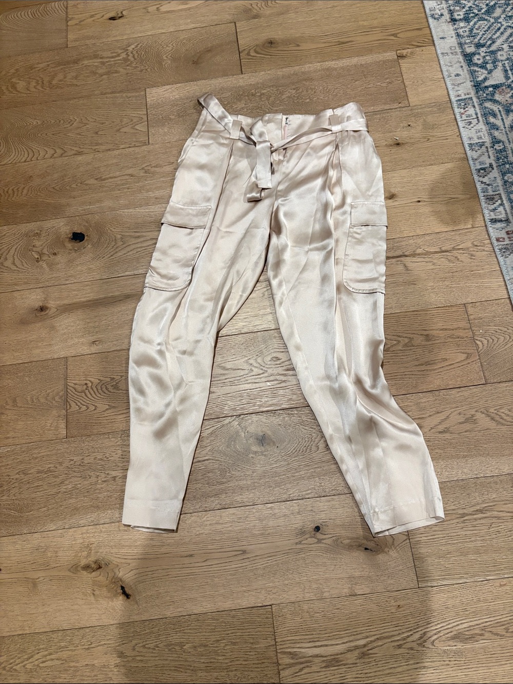 L'AGENCE Satin Track Joggers in Light Beige